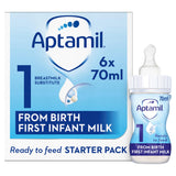 Aptamil 1 First Infant Baby Milk Formula Liquid Starter Pack From Birth Ready To Feed 6x70ml - McGrocer