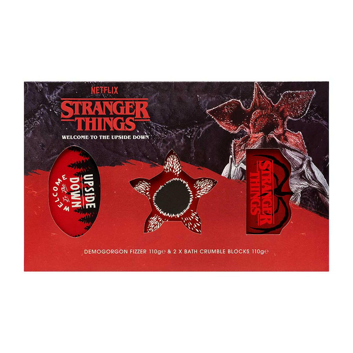Stranger Things 'Welcome To The Upside Down World' Bath Set with Demogorgan Fizzer & 2 Bath Crumble Blocks GOODS Boots   