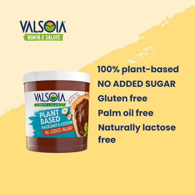 Valsoia No Added Sugar Dairy Free Hazelnut Spread   200g - McGrocer