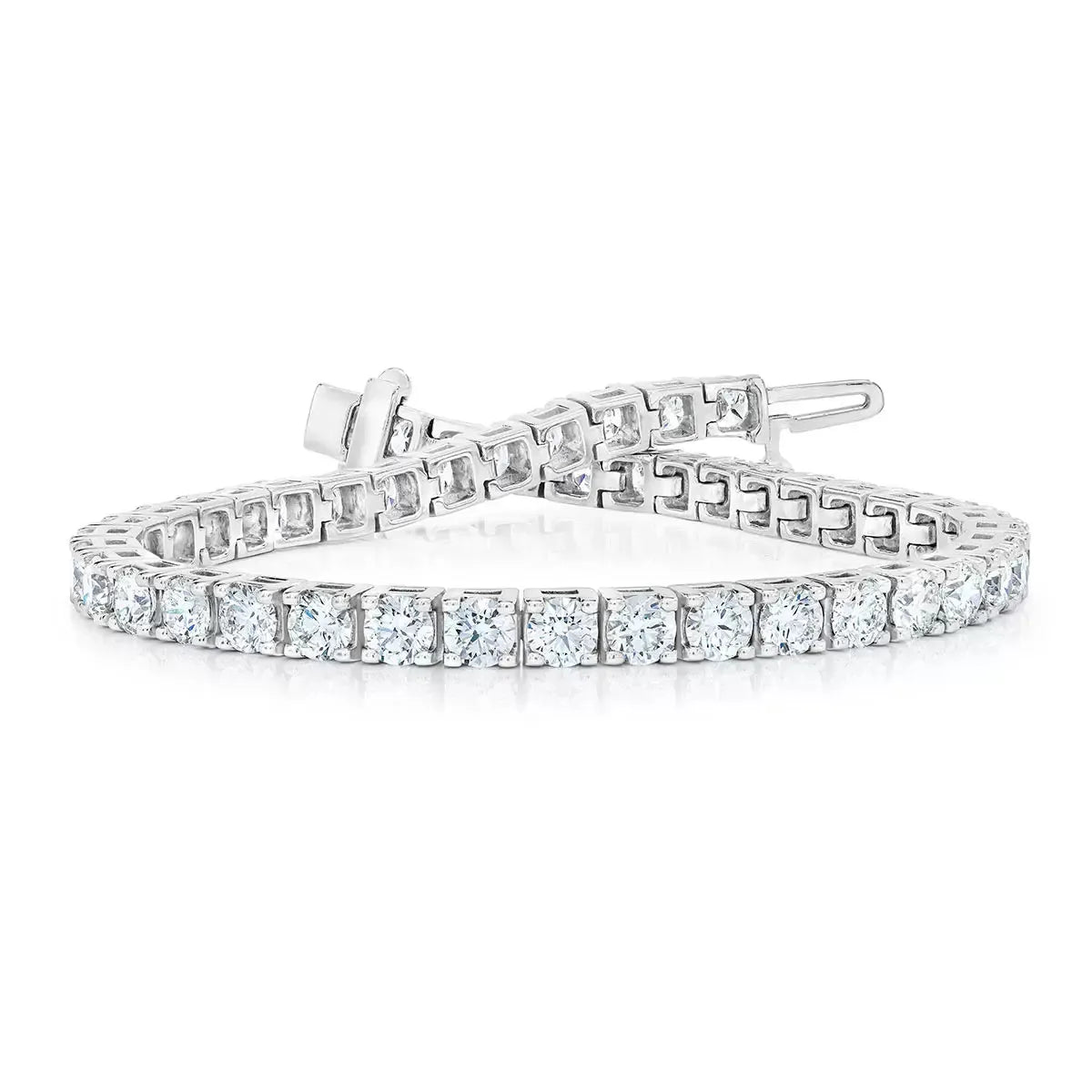 8.00ctw Round Brilliant Cut Diamond Tennis Bracelet, 18ct White Gold - McGrocer