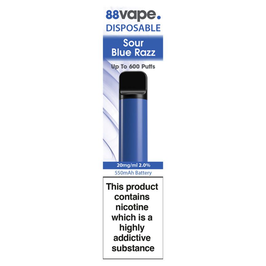 88Vape Disposable Sour Blue Razz - McGrocer