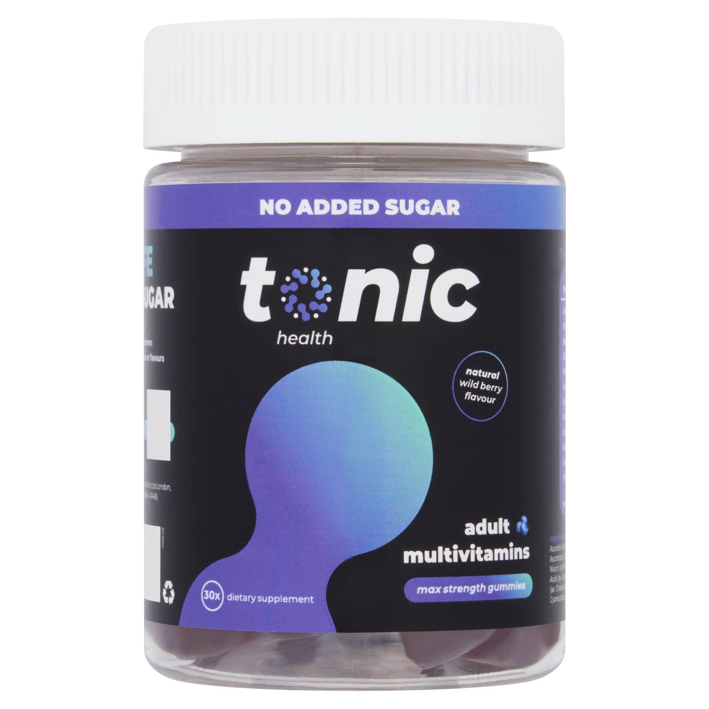 Tonic Health Adult Multivitamins Natural Wild Berry Flavour Max Strength Gummies x30 GOODS Sainsburys   