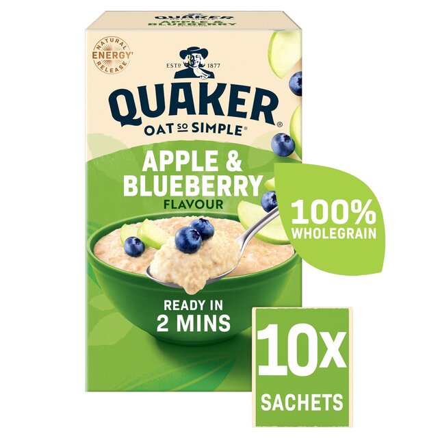 Quaker Oat So Simple Apple & Blueberry Porridge Sachets Cereal   10 per pack - McGrocer