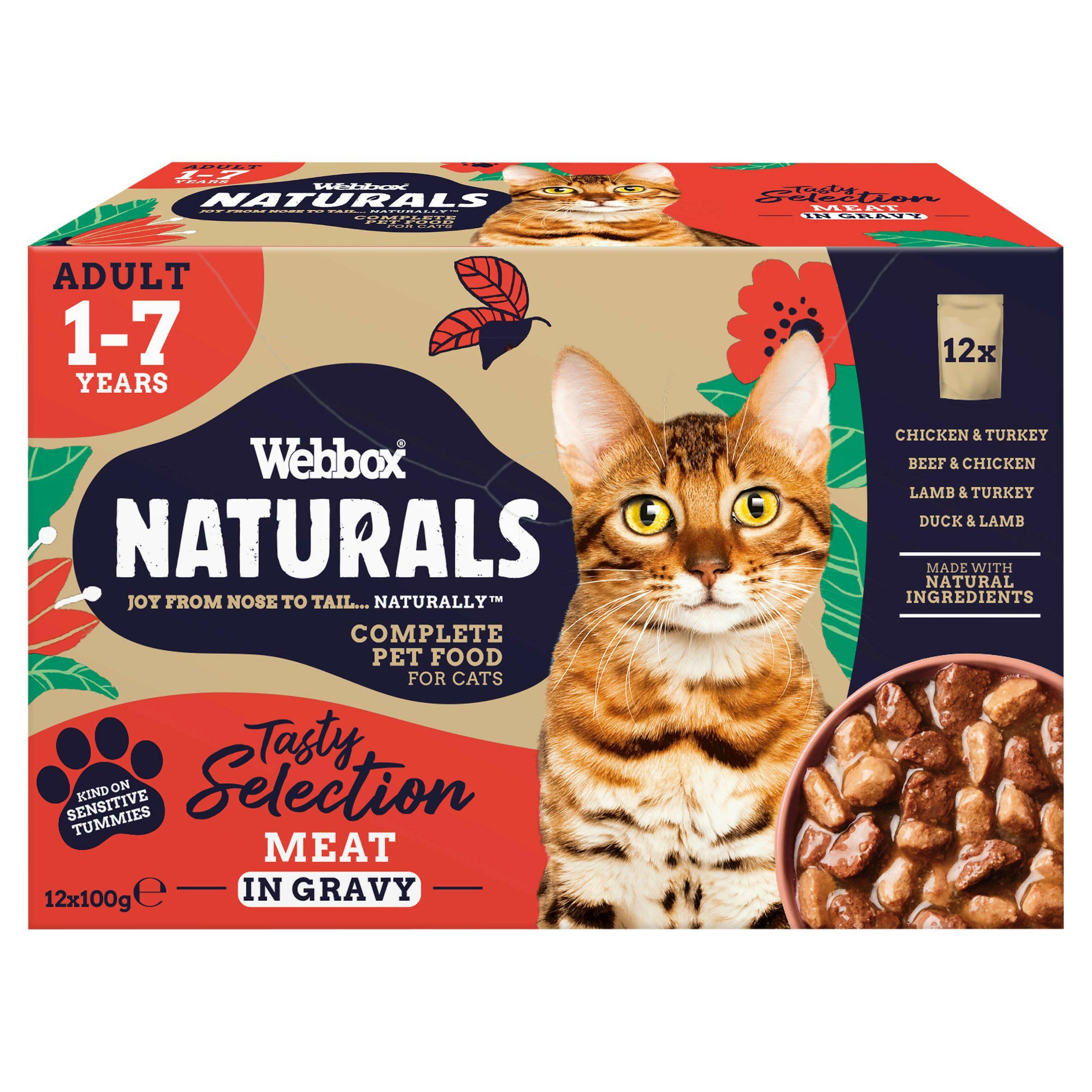 Webbox Naturals Adult Meat in Gravy Wet Cat Food 12x100g GOODS Sainsburys   