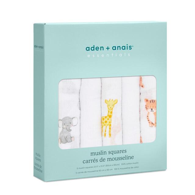 Aden + Anais Muslin Squares Safari Babes   5 per pack - McGrocer