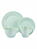 Bread + Butter 16 Piece Soft Green Honeycomb Stoneware Dinner Set