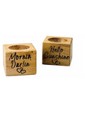 Selbrae House Set of 2 Oak Hello Mornin Egg Cups