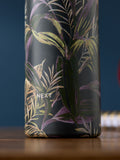 Black Tropical Print Water Bottle
