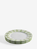 Nina Campbell Set of 4 Green/White Bamboo Dinner Plates