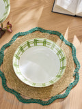 Nina Campbell Set of 4 Green/White Bamboo Pasta Bowls