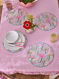 Lucy Tiffney Set of 4 Pink/Green Matte Finish Cork Placemats
