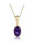 The Diamond Store Purple Amethyst 7 x 5mm 9K Yellow Gold Pendant Necklace
