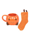 Something Different Orange Cute Smiling Pumpkin Mug and Socks Set