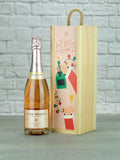 LeBonVin Sparkling Saumur Rose Christmas Wood Gift Box