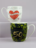 Belly Button Designs 50th with Love you Hearts - Tulip Shaped 2 Mug Set