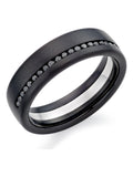 Beaverbrooks Mens Platinum and Zirconium Diamond Wedding Black Ring