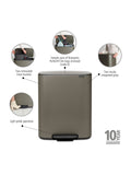 Brabantia Platinum Bo Pedal Bin 2 x 30L