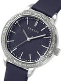Radley Blue SIlver Tone 36mm Stone Set Ink Leather Strap Watch