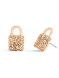 COACH Gold Tone Signature C Pavé Padlock Stud Boxed Earrings