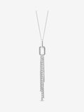 Mood Silver Tone Crystal Link Tassel Necklace