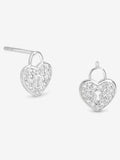 Simply Silver 925 Sterling Silver Pave Padlock Heart Stud Earrings