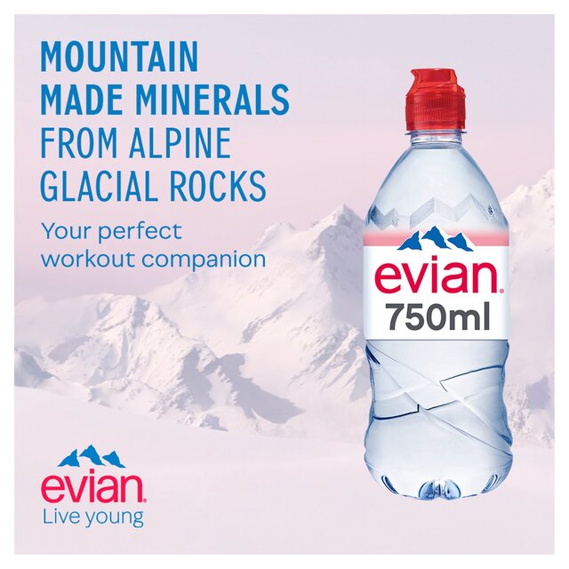 Evian Still Mineral Water Sports Cap   4 x 750ml - McGrocer