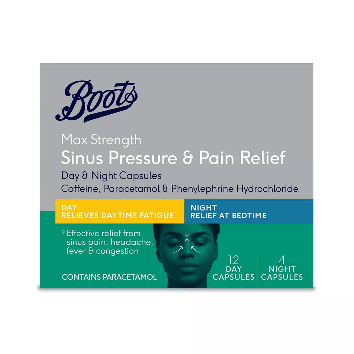 Boots Pharmaceuticals Max Strength Sinus Pressure & Pain Relief Day & Night - 16 Capsules - McGrocer