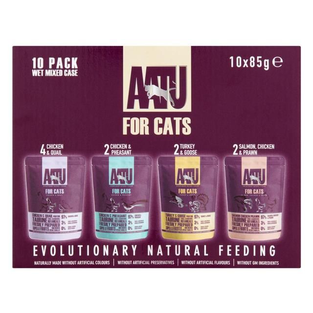 AATU Adult Cat Food Wet Pouches Mixed Case   10 x 85g - McGrocer