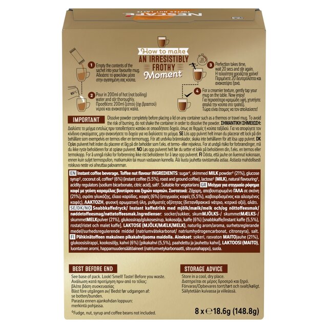 Nescafe Toffee Nut Latte Instant Coffee 8 Sachets   8 per pack - McGrocer