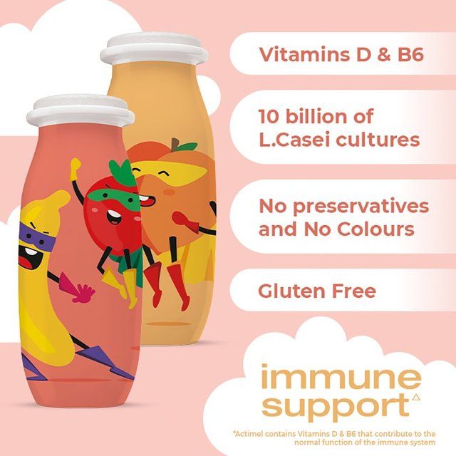 Actimel Kids Strawberry Banana Yoghurt Drink   4 x 100g - McGrocer