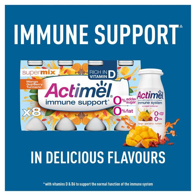 Actimel Supermix Mango Goji Berry Turmeric Cultured Yogurt Drink   8 x 100g - McGrocer