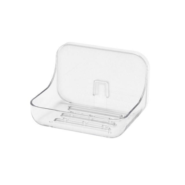 Addis Invisifix Bathroom Soap Dish Tray with Wall Mount Storage Clear - McGrocer