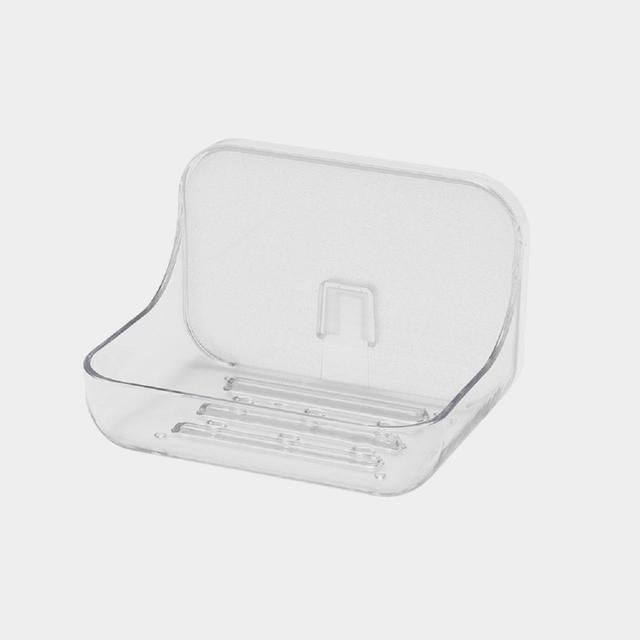 Addis Invisifix Bathroom Soap Dish Tray with Wall Mount Storage Clear - McGrocer