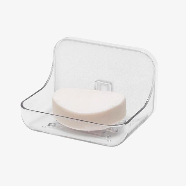 Addis Invisifix Bathroom Soap Dish Tray with Wall Mount Storage Clear - McGrocer