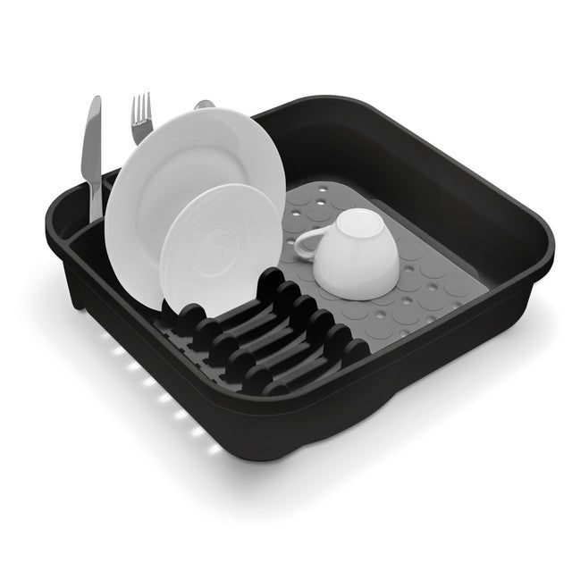 Addis Premium Soft Touch Dish Draining Rack Black / Grey - McGrocer
