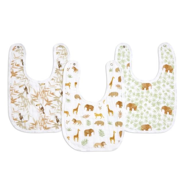 Aden+Anais essentials 3 pack cotton muslin baby snap bibs tanzania   3 per pack - McGrocer