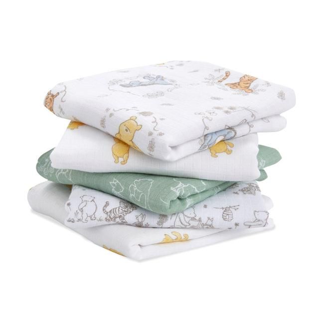 Aden+Anais essentials 5 pack cotton muslin squares Winnie+friends   5 per pack - McGrocer