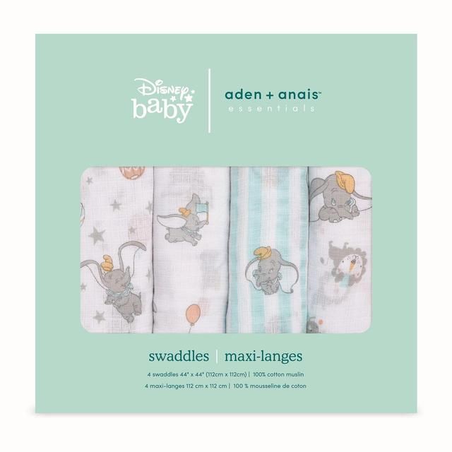 Aden + Anais Muslin Swaddle Blankets Dumbo   4 per pack - McGrocer