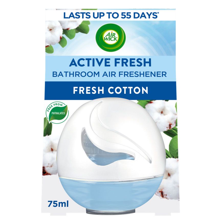 Air Wick Wick Fresh Cotton Active Fresh Bathroom Air Freshener 75ml - McGrocer