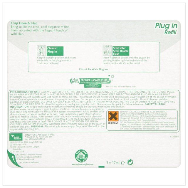 Airwick Crisp Linen & Lilac Plug In Triple Refill   3 x 19ml - McGrocer