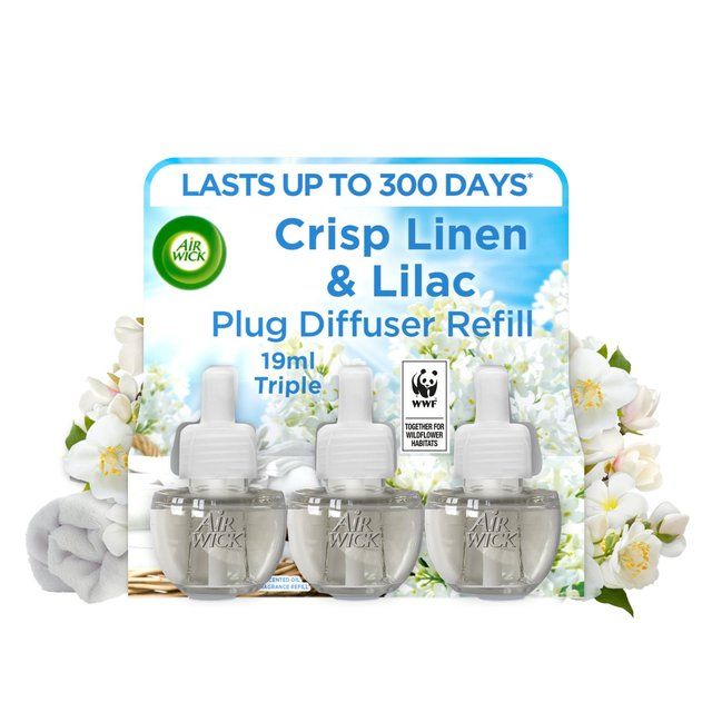Airwick Crisp Linen & Lilac Plug In Triple Refill   3 x 19ml - McGrocer