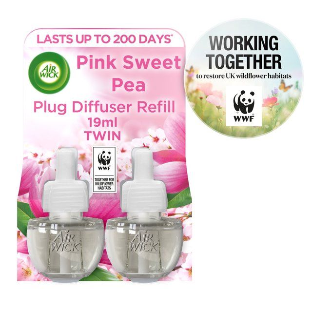 Airwick Pink Sweet Pea Plug In Twin Refill   2 x 17ml - McGrocer