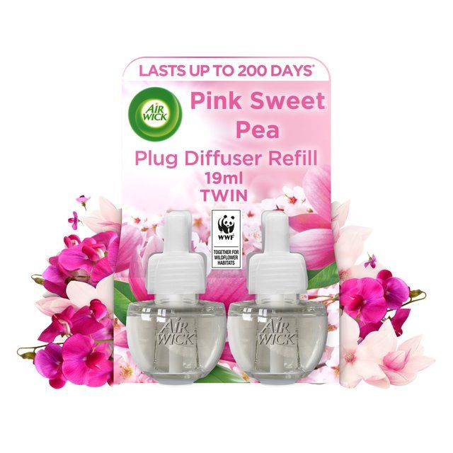 Airwick Pink Sweet Pea Plug In Twin Refill   2 x 17ml - McGrocer