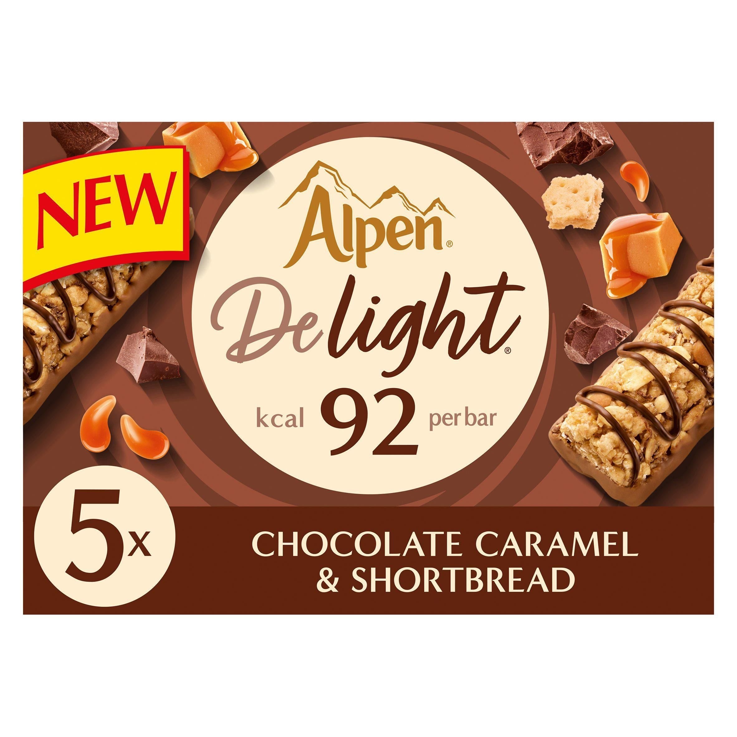 Alpen Delight Chocolate Caramel Shortbread Bars 5x24g - McGrocer