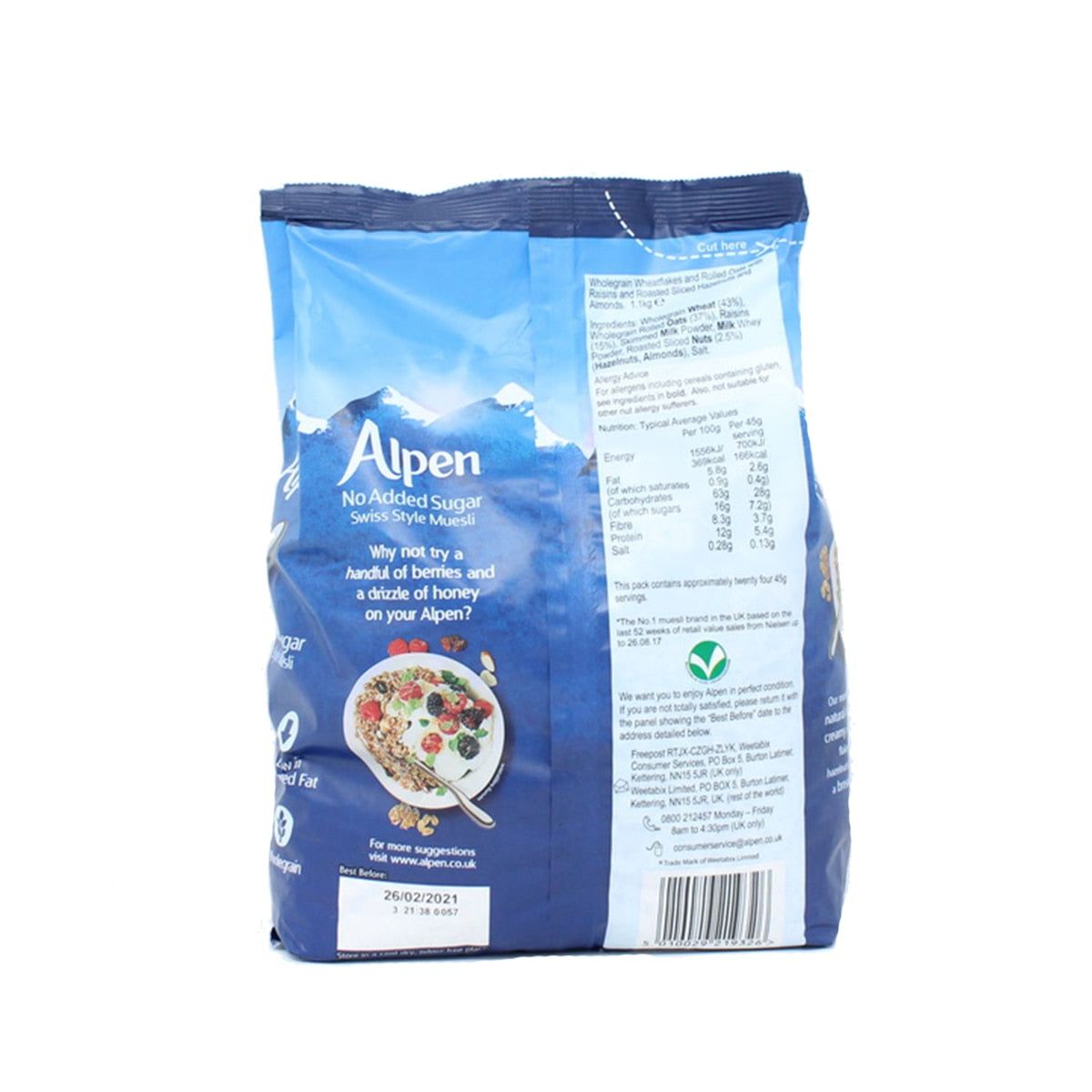 Alpen No Added Sugar Muesli, 1.1kg - McGrocer