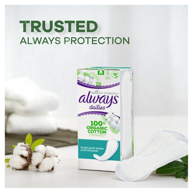 Always Dailies Organic Cotton Protection Normal Panty Liners   28 per pack - McGrocer