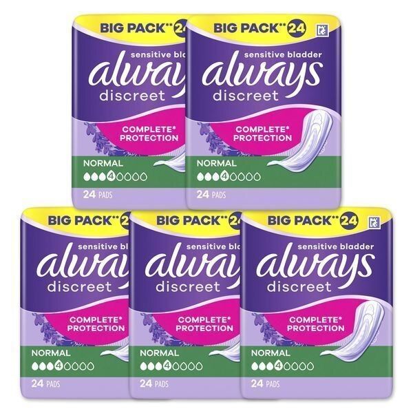 Always Discreet Incontinence Pads Normal 120 Pack Bundle - McGrocer