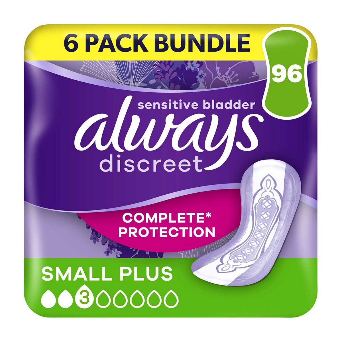 Always Discreet Incontinence Pads Small Plus - 96 pads (6 pack bundle) - McGrocer