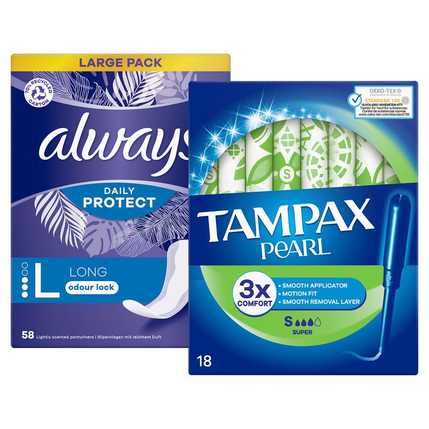 Always Long Panty Liners & Tampax Super Bundle - McGrocer