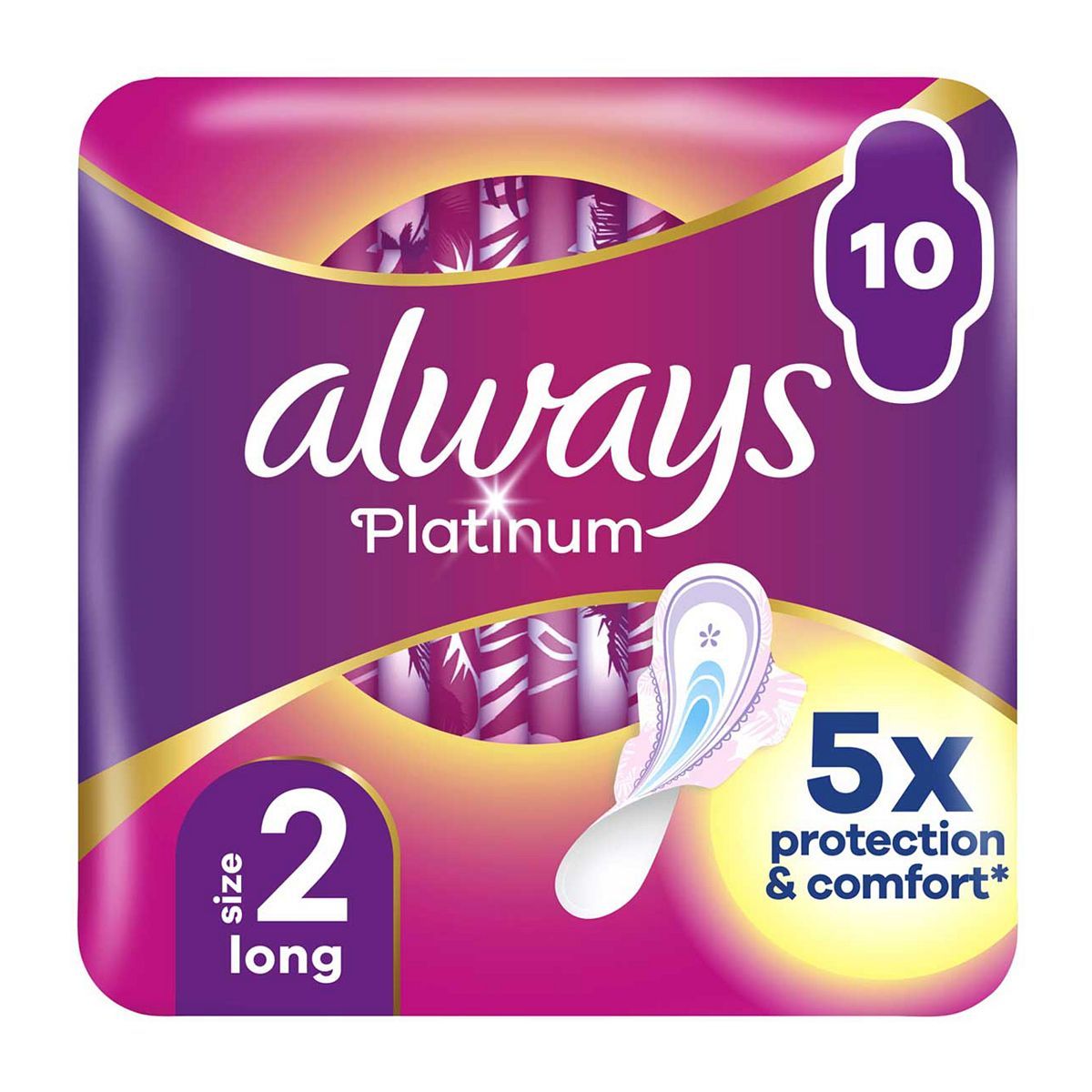 Always Platinum Long Sanitary Towels With Wings 10 Pads - McGrocer